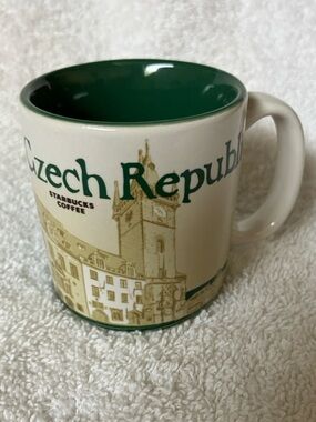 Starbucks Espresso Mug with Green Interior and Green Lettering - Czech Republic